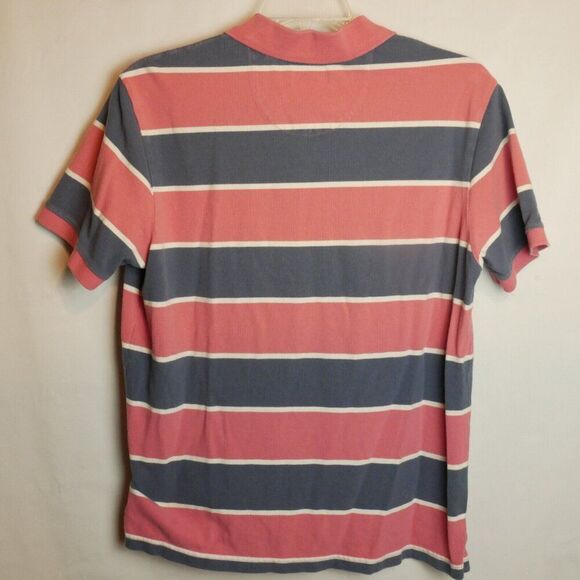 Arrow Men's Size L Allover Wide-Stripe Pique Polo Shirt Desert Rose / Navy - Picture 6 of 11